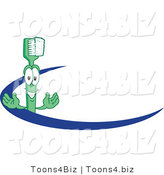 Vector Illustration of a Cartoon Toothbrush Logo Mascot with a Blue Dash by Mascot Junction