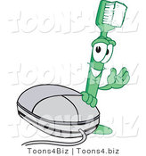Vector Illustration of a Cartoon Toothbrush Mascot by a Computer Mouse by Toons4Biz