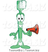 Vector Illustration of a Cartoon Toothbrush Mascot Holding a Megaphone by Toons4Biz