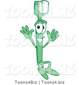 Vector Illustration of a Cartoon Toothbrush Mascot Jumping by Toons4Biz