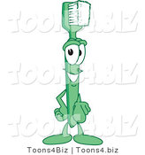 Vector Illustration of a Cartoon Toothbrush Mascot Pointing Outwards by Toons4Biz