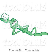 Vector Illustration of a Cartoon Toothbrush Mascot Reclined by Mascot Junction