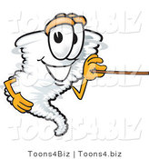 Vector Illustration of a Cartoon Tornado Mascot Holding a Pointer Stick by Mascot Junction