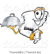 Vector Illustration of a Cartoon Tornado Mascot Waiting Tables and Serving a Dinner Platter by Mascot Junction