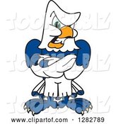 Vector Illustration of a Cartoon Tough Seahawk Mascot with Folded Arms by Mascot Junction