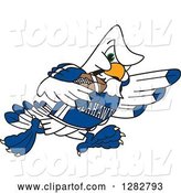 Vector Illustration of a Cartoon Tough Seahawk Sports Mascot Running with an American Football by Mascot Junction