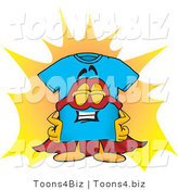 Vector Illustration of a Cartoon T-Shirt Mascot Dressed As a Super Hero by Mascot Junction