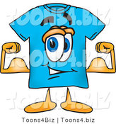 Vector Illustration of a Cartoon T-Shirt Mascot Flexing His Arm Muscles by Mascot Junction