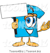 Vector Illustration of a Cartoon T-Shirt Mascot Holding a Blank Sign by Mascot Junction