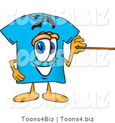 Vector Illustration of a Cartoon T-Shirt Mascot Holding a Pointer Stick by Mascot Junction