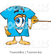 Vector Illustration of a Cartoon T-Shirt Mascot Holding a Pointer Stick by Toons4Biz