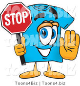Vector Illustration of a Cartoon T-Shirt Mascot Holding a Stop Sign by Mascot Junction