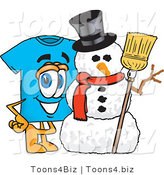Vector Illustration of a Cartoon T-Shirt Mascot with a Snowman on Christmas by Mascot Junction