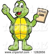 Vector Illustration of a Cartoon Turtle Mascot Holding a Report Card by Mascot Junction