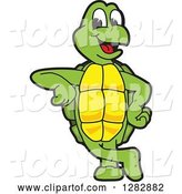 Vector Illustration of a Cartoon Turtle Mascot Leaning by Mascot Junction