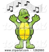 Vector Illustration of a Cartoon Turtle Mascot Singing in Chorus by Mascot Junction