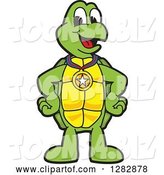 Vector Illustration of a Cartoon Turtle Mascot Wearing a Medal by Mascot Junction