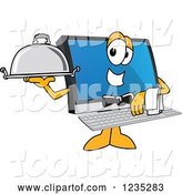 Vector Illustration of a Cartoon Waiter PC Computer Mascot by Mascot Junction