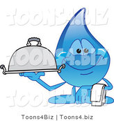 Vector Illustration of a Cartoon Water Drop Mascot Carrying a Food Platter by Mascot Junction