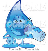 Vector Illustration of a Cartoon Water Drop Mascot Drinking a Glass of Water by Mascot Junction