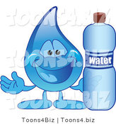 Vector Illustration of a Cartoon Water Drop Mascot Holding a Bottle of Water by Mascot Junction