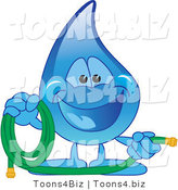 Vector Illustration of a Cartoon Water Drop Mascot Holding a Garden Hose by Toons4Biz