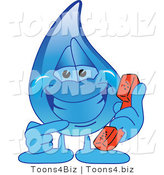 Vector Illustration of a Cartoon Water Drop Mascot Holding a Phone by Mascot Junction