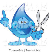 Vector Illustration of a Cartoon Water Drop Mascot Holding Scissors by Mascot Junction