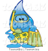 Vector Illustration of a Cartoon Water Drop Mascot in Snorkel Gear by Mascot Junction