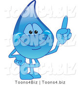 Vector Illustration of a Cartoon Water Drop Mascot Pointing Upwards by Mascot Junction