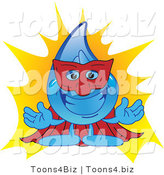 Vector Illustration of a Cartoon Water Drop Mascot Super Hero by Mascot Junction