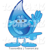 Vector Illustration of a Cartoon Water Drop Mascot Waving and Pointing by Mascot Junction