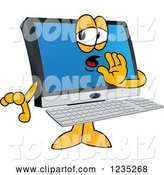 Vector Illustration of a Cartoon Whispering PC Computer Mascot by Mascot Junction