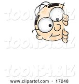 Vector Illustration of a Cartoon White Businessman Nerd Mascot Curiously Peeking Around a Corner by Mascot Junction