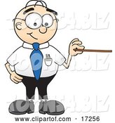 Vector Illustration of a Cartoon White Businessman Nerd Mascot Holding a Pointer Stick by Toons4Biz
