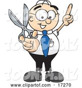 Vector Illustration of a Cartoon White Businessman Nerd Mascot Holding up a Pair of Scissors by Mascot Junction