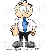 Vector Illustration of a Cartoon White Businessman Nerd Mascot Pointing at the Viewer by Mascot Junction