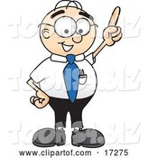 Vector Illustration of a Cartoon White Businessman Nerd Mascot Pointing Upwards by Mascot Junction