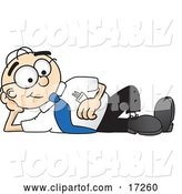 Vector Illustration of a Cartoon White Businessman Nerd Mascot Reclining and Resting His Head on His Hand by Mascot Junction