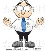 Vector Illustration of a Cartoon White Businessman Nerd Mascot Standing with His Arms out by Toons4Biz