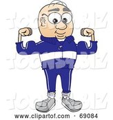 Vector Illustration of a Cartoon White Male Senior Citizen Mascot Flexing by Mascot Junction