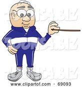 Vector Illustration of a Cartoon White Male Senior Citizen Mascot Holding a Pointer by Mascot Junction