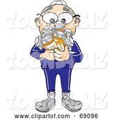 Vector Illustration of a Cartoon White Male Senior Citizen Mascot Holding Pill Bottles by Mascot Junction