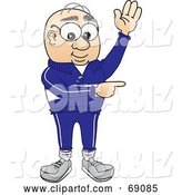 Vector Illustration of a Cartoon White Male Senior Citizen Mascot Waving and Pointing by Mascot Junction