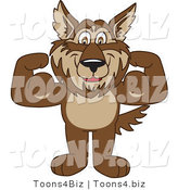 Vector Illustration of a Cartoon Wolf Mascot Flexing by Mascot Junction