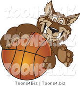 Vector Illustration of a Cartoon Wolf Mascot Grabbing a Basketball by Mascot Junction