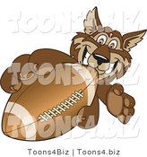 Vector Illustration of a Cartoon Wolf Mascot Grabbing a Football by Mascot Junction