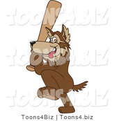 Vector Illustration of a Cartoon Wolf Mascot Playing Baseball by Mascot Junction