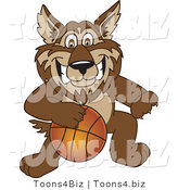 Vector Illustration of a Cartoon Wolf Mascot Playing Basketball by Mascot Junction