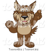 Vector Illustration of a Cartoon Wolf Mascot Pointing Upwards by Mascot Junction